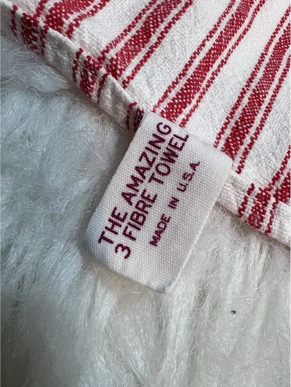 Vintage Martex Lobster Print Tea Towel, Red & White Striped